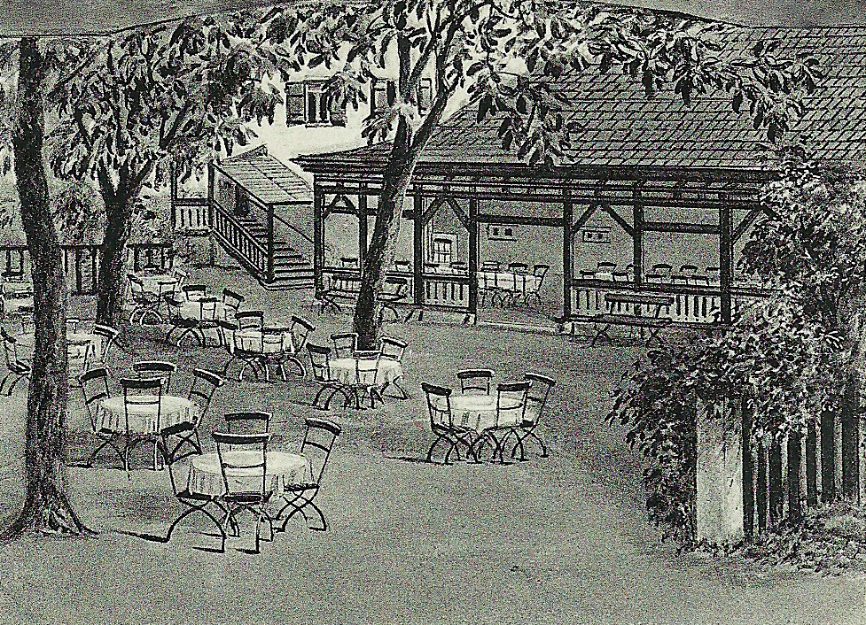 Gasthof Waldhorn, Biergarten, um 1936