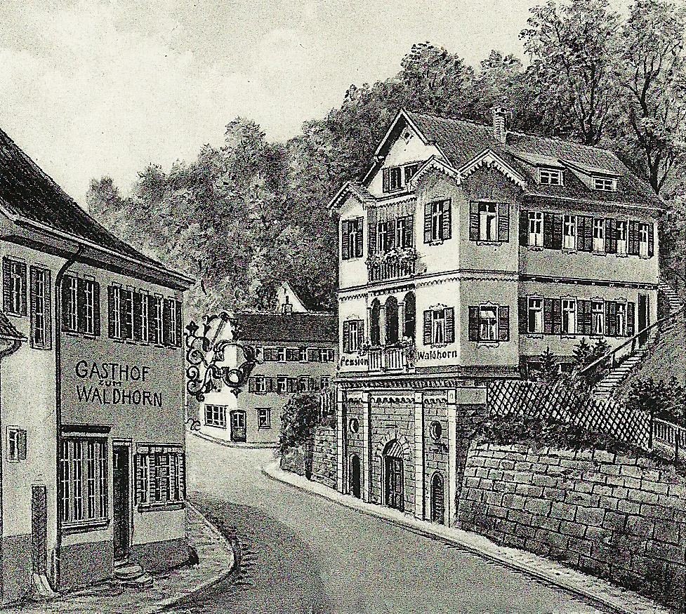 Gasthof und Pension Waldhorn, um 1936